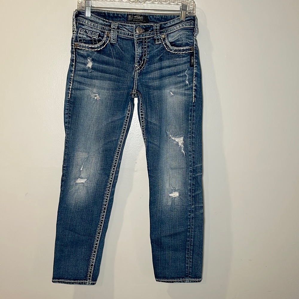 Silver Aiko Mid Straight Jeans Womens 27x25